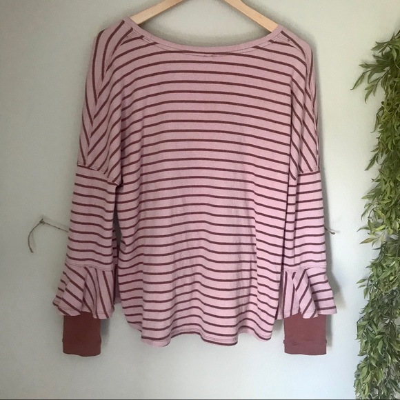 Free People Round About Pink Striped Long Sleeve M - Picture 3 of 9